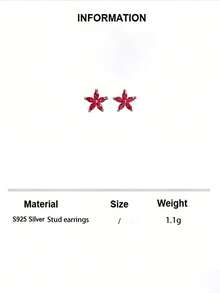 1 Pair S925 Sterling Silver Synthetic Zirconia Fuchsia Five-Petal Flower Stud Earrings, Elegant & Graceful Daily Wear Quality Jewelry For Women - Silver - View 6