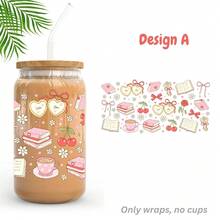 Coquette Bookish Girly Book Lover UV Dtf Cup Wraps For 16 Oz Glass Can Cup, Books Coffee And Candles Uv Dtf Cup Wraps For Glass Cup Bottle Tumbler Mug, Reading Bookish Uv Dtf Decal Sticker For Book Mark Phone Case, Gift For Girl Friend Nurse Teacher - Rectangle - View 7