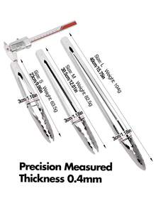 1 pieza Pinzas para alimentos de acero inoxidable, 3 opciones de tamaño: 9 pulgadas cortas para uso diario, pan y ensalada; 12 pulgadas medianas para hornear y freír; 16 pulgadas largas para parrilla al aire libre, diseño antideslizante, herramienta de cocina ligera - Dorado - Ver 11