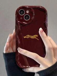 Leopard Print Cream Texture Soft Case For IPhone 17/17 Pro Max, 16/16 Pro/16 Pro Max, 15, XR, 7P/8P, P12 Pro Max, P13 Pro Max, P14 Pro Max, P13, P14, P11, P12, P14, XS/S/XS Max/7/8, Cute & Fashionable Thick Protective Phone Case - Multicolor - View 7