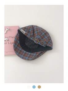 1顶复古英伦格纹报童帽，女士新款春夏大帽围报童帽，百搭贝雷帽 - 彩色 - 查看 18