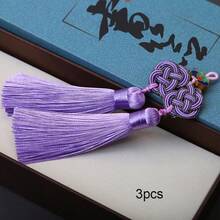3pcs 8cm Double Coin Auspicious Cloud Tassel Pendant, Hanfu Clothing Accessory, Chinese Knot Tassel Charm, Ice Silk Fan Pendant, Bookmark - 8cm Auspicious Cloud Double Tassel - View 11