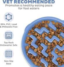 Outward Hound Fun Feeder Slo Bowl U2013 Large 4u2011Cup Capacity, Slow Feeding, Medium To Large Dogs, Nonu2011Slip, Blue, Notch Pattern - Màu A - Xem 3