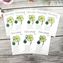 8个幸运四叶草钥匙扣，附赠贺卡、感谢卡，非常适合作为礼品袋填充物，适合爱尔兰圣帕特里克节、婚礼、生日、毕业派对礼物，绿色环保礼品 - 彩色 - 查看 5