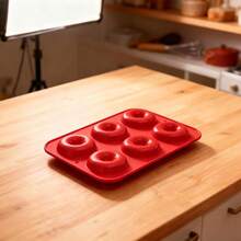 1/2 件装极简硅胶甜甜圈模具，6 孔软烤盘，适用于蛋糕、饼干、甜点制作 - 彩色 - 查看 2