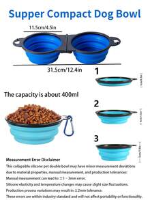 Pet Travel Folding Silicone Bowl With Lid, Anti-Spill And Hook, Portable Dual-Use Water And Food Bowl For Dogs And Cats - Multicolor - View 2