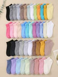 10 Paar zufällige Bonbonfarben Rüschen Kurzsocken für kleine Mädchen, geeignet für den Alltag und Outdoor-Aktivitäten, vielseitig lässig, süß und niedlich, bequem und atmungsaktiv. - Verschiedenfarbig - Übersicht 8