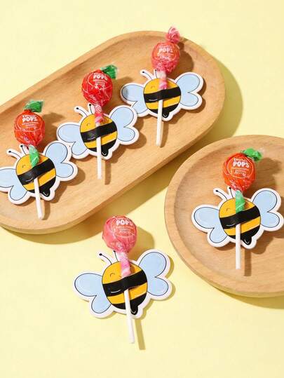 50pcs Bee Lollipop Insert Card, Cute Bee Candy Cards, Party Decor, Party Supplies, Perfect For Party Lollipop Decoration Cards, Birthday Party Decorations, Holiday Decor, Party Favors, Wedding, Spring Party