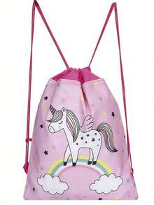 1pc Unicorn Cartoon Pattern Backpack Outdoor Storage Bag, Suitable For Back To School - Pink - View 5