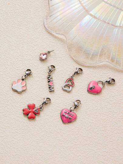 1pcINS Fashion Stainless Steel Love Cat Claw Clover Lock MAMA Pendant. Vacuum Plated 18K Gold, Suitable For DIY Jewelry, Necklaces, Bracelet Accessories, Earrings, Keychains, Bag Accessories, Women's Jewelry Accessories, Wallet Accessories, Stainless Steel Pendants, Gifts