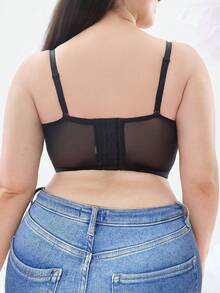 Plus Size Strapless Bra - Sheer Mesh Panels, Supportive And Comfortable, Suitable For Formal Occasions And Everyday Wear - Black - View 8