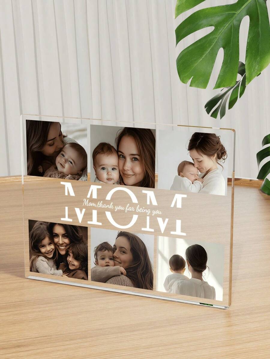 1pc Customized Acrylic Plaque, Can Customize Photo And Text, Personalized Acrylic Plaque Gift For Mom, Personalized Mom Photo Frame, Customized Plaque Photo, Customized Mom/Dad Photo Plaque, Mother's Day Customized Gift, Personalized Photo Gift For Mom, Mother's Day, Birthday, Anniversary, Graduation, Wedding, Father's Day, Multi-Functional, Decorative, Mildew-Proof, Reusable, Cute, High Quality, Adorable, Retro, Colorful, Customized, Personalized - Multicolor - View 1