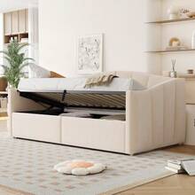 Sofa Bed Frame - Beige + Upholstered + Bedroom - View 3