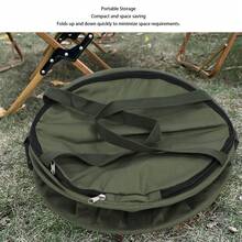 Basurero portátil de gran capacidad para camping: contenedor multiusos desplegable con tapa, fabricado en tela Oxford 600D resistente en color verde OD. - A - Ver 2