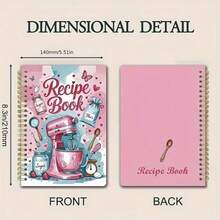 1pc Spiral Bound Blank Recipe Notebook, Home Cooking Cookbook, Suitable For Cooking Enthusiasts, Meal Planning - A - View 3