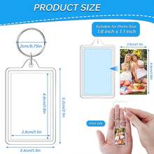 9pcs Mini Transparent Photo Keychains (1.3 X 2 Inches), Acrylic Insertable Photo Keychains, Personalized Graduation Gift - Fits 1.1 X 1.8 Inch Photos - View 3