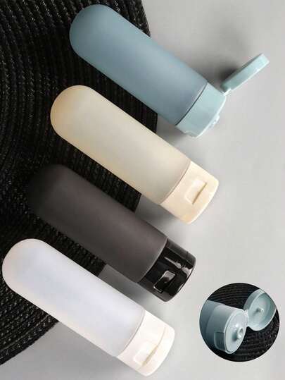 4 botellas exprimibles a prueba de fugas, adecuadas para champú, acondicionador, loción y gel de baño, con bolsa de almacenamiento, convenientes para llevar artículos de tocador durante los viajes - Envases cosméticos recargables de 2.03oz, esencial de viaje, organizador de viaje, adecuado para la playa, vacaciones de verano, vuelta al colegio, camping de vacaciones, accesorios de vacaciones, mini perfume (para mujeres y hombres), accesorios de viaje, artículos escolares, suministros de vuelta al colegio