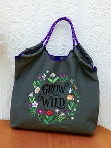 New Versatile Embroidered Floral Pattern Foldable Tote Bag, Large Capacity Shopping Bag Suitable For Daily Commute, Women's Shoulder Handbag - Multicolor - View 4