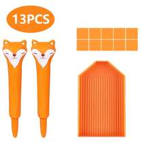 13pcs Diamond Painting Tool Kit, Fox Dot Pen Glue Tray, Diamond Embroidery Cross Stitch Handcraft Essentials - 13pcs - View 1