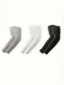 1/3/4 đôi ống tay chống nắng màu đen/trắng/be trơn dành cho nữ, chất liệu vải chống nắng. - A - Xem 10