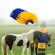 Livestock Scratch Brushes, Horse Scratcher, Full Massage Brush Kit For Horse, Cattle, Sheep, Pig, Yellow - Durable Plastic Bristles And PP Body, Relieves Itchy Back, Grooming And Scratching Post For Farm Animals, No Batteries Required - Style B - View 6