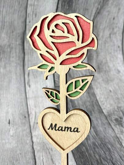 A Romantic Handcrafted Wooden Rose Flower Desk Ornament - Express Love For Mother's Day, Elegant Home Decor & Party Decoration Accessory, Meaningful Gift To Show Love And Respect For Mama, Suitable For Everyday Gifting