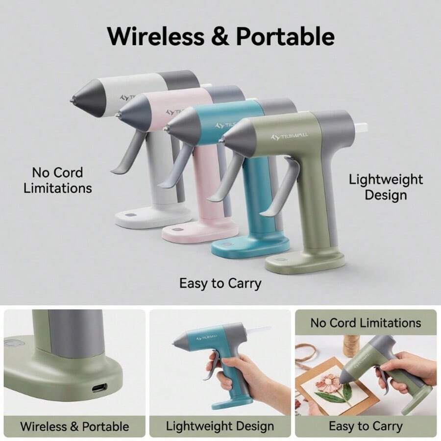 {Hot Glue Gun}:{Heats Up In 30 Seconds}: {Even Beginners Can Use It}! {The Kit Contains 16 Pieces} {And Is Suitable For Handicrafts/Home Repairs}. {It Has A Battery Life Of Up To 1 Hour}. - Multicolor - View 1