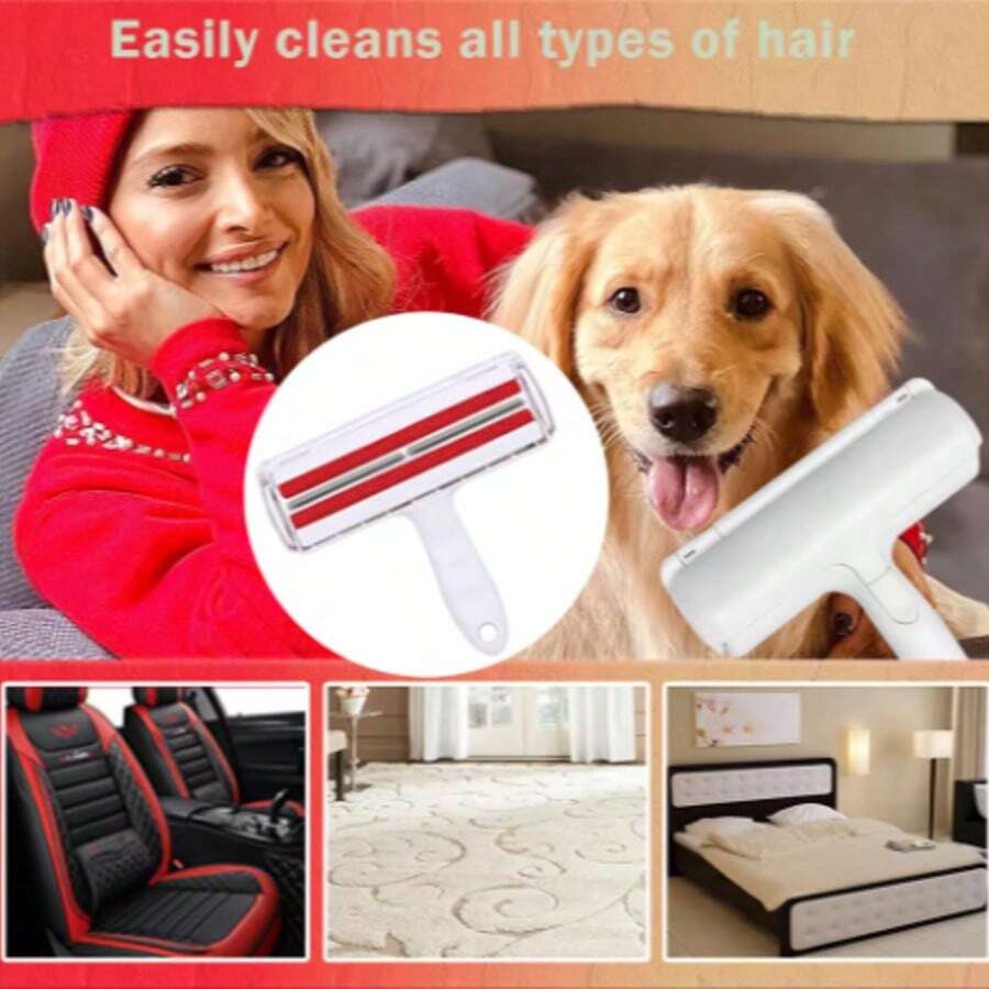 Reusable Lint Roller Pet Hair Remover – Portable White Tool For Removing Cat And Dog Hair From Furniture, Sofas, Carpets, Clothes And Bedding - White - View 1