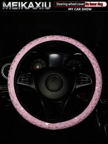 MEIKAXIU 1pc New Beautiful Bling Bling Bow PU Leather Car Steering Wheel Cover Without Inner Ring, Suitable For 14.5-15 Inch Car Decoration Accessories For Women - Bow - View 3