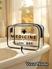 Customizable Name Large Capacity High-Quality PVC Travel Organizer Bag With Zipper Closure - Lightweight, Fade-Resistant Ladies Cosmetic And Toiletry Bag, TSA-Approved Portable Makeup Bag, Easy-To-Wipe Clean Design, Fashionable And Technological Organizer Pouch - Multicolor - View 6