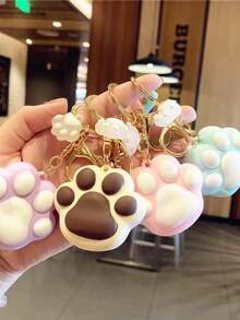 Lindo llavero con forma de pata de dibujos animados, elegante y adorable llavero de coche, accesorio de regalo de moda - Rosa - Pata de gato - Ver 12