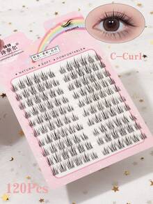 120根轻盈自然的C型卷翘假睫毛，长度8-16毫米，透明睫毛梗，可佩戴，可重复使用，适合日常妆容、约会、晚宴、睫毛夹、单根假睫毛、假睫毛 - 查看 4