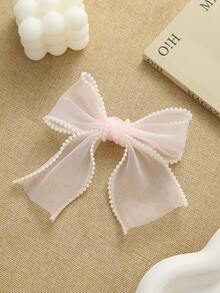 2pcs Minimalist Bohemian Style Pearl Rimmed Bow Hair Clips, Suitable For Daily Wear, School, Travel, Gifting To Girlfriend - Multicolor - View 4