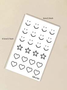 6片装草本汁半永久手指纹身贴纸，可爱酷炫的爱心和笑脸图案，适合日常、派对、节日、送礼——清爽柔软，防水，易于贴于手指、手臂、肩膀、脖子、锁骨等部位。 - 藍色 - 查看 8