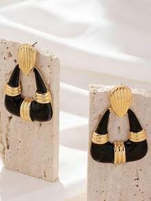 1对欧美几何油滴形吊坠耳环（女士款） - 彩色 - 查看 4