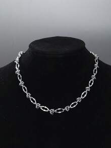 1件装嘻哈钛钢几何项链，男女通用，朋克风毛衣链，不规则打结拼接项圈，酷炫摇滚情侣饰品礼物 - 項鍊 - 查看 4