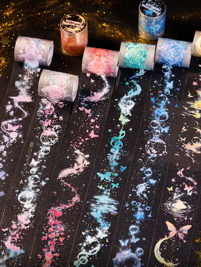 1 Roll 2M Dreamy Shell Theme Washi Tape, Creative Aesthetic Stickers, DIY Decorative Collage Craft Supplies, Holiday Gifts, Personalized Scrapbooking School Stationery (6 Random Styles)