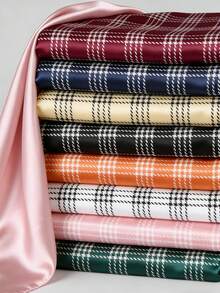 1件经典格纹缎面面料，高端哑光质感衬衫套装DIY预裁面料 - 多色 - 查看 3