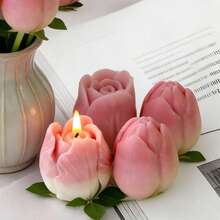 Khuôn silicon làm nến sáp hình hoa tulip thủ công, dụng cụ mài đá thơm hình hoa, dụng cụ nghiền đá thơm. - Trắng - Xem 2