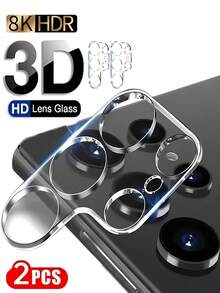 2 piezas Protector de lente ultra claro de vidrio, compatible con Samsung Galaxy S25, S24, S23 Plus/Ultra, A16, A26, A36, A56, dureza 9H, protector de lente de cámara anti-explosión y anti-arañazos, regalo de primavera - transparente - Ver 38