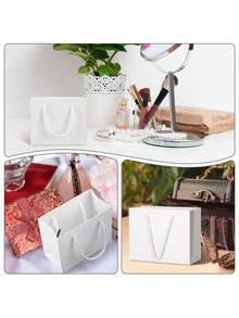 5/10个装白色礼品袋，男士购物袋，婚礼手提袋，小型礼品生日派对纸质包装袋，时尚实用 - 白色 - 查看 4