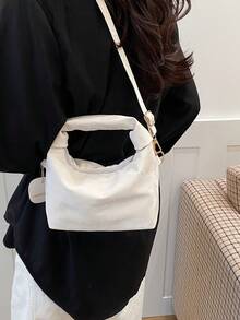 2026新款褶皱手提包，时尚简约百搭小众高端质感斜挎包，轻便 - 米色 - 查看 4