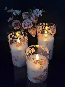 3个装可充电无焰蜡烛灯，亮度可调，带定时遥控器，暖白闪烁LED电子蜡烛，家居装饰创意礼品，温暖火焰，适用于灯笼、庭院、圣诞节、婚礼、生日、万圣节、情人节、派对、餐桌、节日等场合。 - 櫻花款 - 查看 7