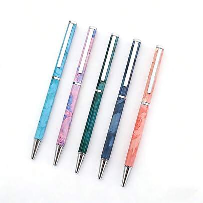 Luxury Marble Texture Ballpoint Pen, Elegant Metal Ball Pen For Office, School, And Gift, Smooth Writing Stationery