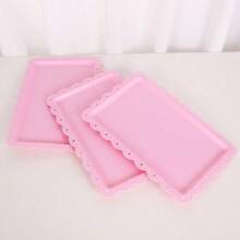 6/4/2/1 piezas Platos/Bandejas de postre de plástico rosa, Soportes para pasteles, Fuentes para hornear, Adecuados para ceremonia de graduación, cumpleaños, fiesta, boda, regalo de Pascua, cocina del hogar, bandejas de utensilios de cocina para exteriores - Rosa - Ver 7