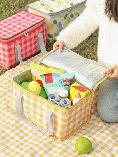 1 Pc Outdoor Picnic Mat, Extra-Large Picnic Blanket, Picnic Lunch Bag, Foldable Beach Blanket, Suitable For Outdoor Camping/Park Outings/Travel, Portable Picnic Mat For Hiking, Lawns, And Playgrounds, A Summer Essential.