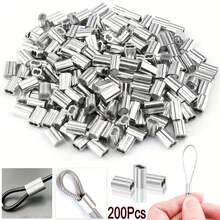 200pcs 1/16" Aluminum Crimping Sleeves, Cable Ferrule Steel Wire Rope Sleeves - 200Pcs - View 1