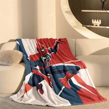 Marvel This Is A Spiderman-Themed Flannel Blanket, Featuring A Modern Animated Style Red And Blue Costume, With A White Line-Drawn Spider Logo On The Chest, Presenting A Modern And Visually Striking Look. The Character's Colors Stand Out For Easy Identification, And It Has The Features Of Being Decorative, Warm, And Soft, Suitable For Use As A Sofa Throw, Nap Blanket, Or Bed Decoration. - Multicolor - View 7