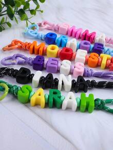 1pc Customized Name Keychain - Eye-Catching Acrylic Bead Pendant, Cute Daily Bag Accessory, Customizable Birthday Gift - Customized Pendants - View 2