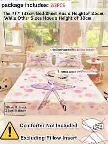 2/3pcs Pink Ballet Theme Kids Bedding Set, Includes Pillowcase, Soft & Comfortable Girls Bedroom Decor, Fits Twin/Full/Queen Size Mattress - Multicolor - View 4